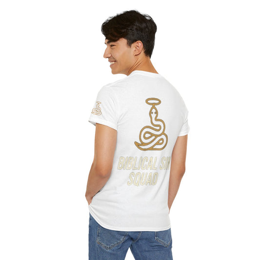 Color: White | Good Book Series Biblical Sin Squad Premium Graphic Tee