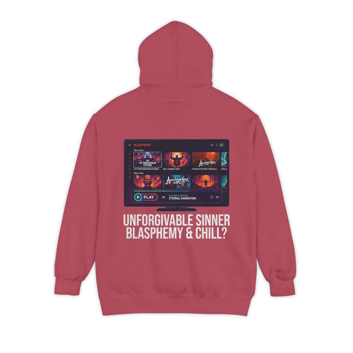 Color: Crimson | Good Book Series Blasphemy & Chill Garment-Dyed Hoodie