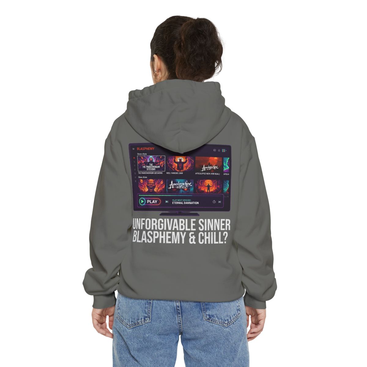 Color: Grey | Good Book Series Blasphemy & Chill Garment-Dyed Hoodie