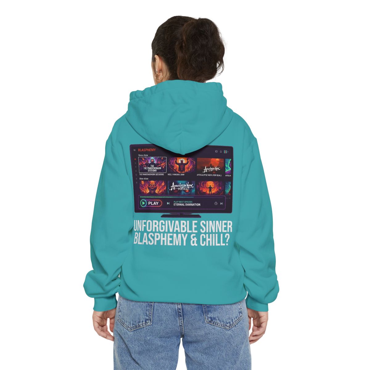 Color: Seafoam | Good Book Series Blasphemy & Chill Garment-Dyed Hoodie