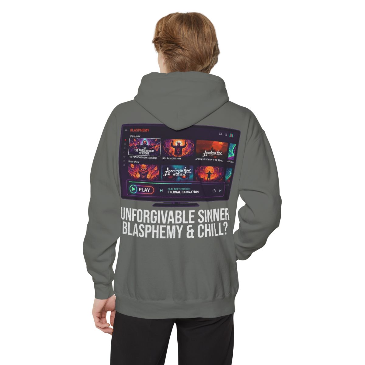 Color: Grey | Good Book Series Blasphemy & Chill Garment-Dyed Hoodie