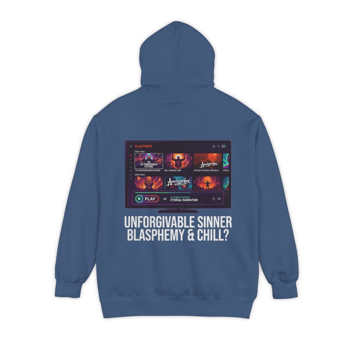 Color: True Navy | Good Book Series Blasphemy & Chill Garment-Dyed Hoodie