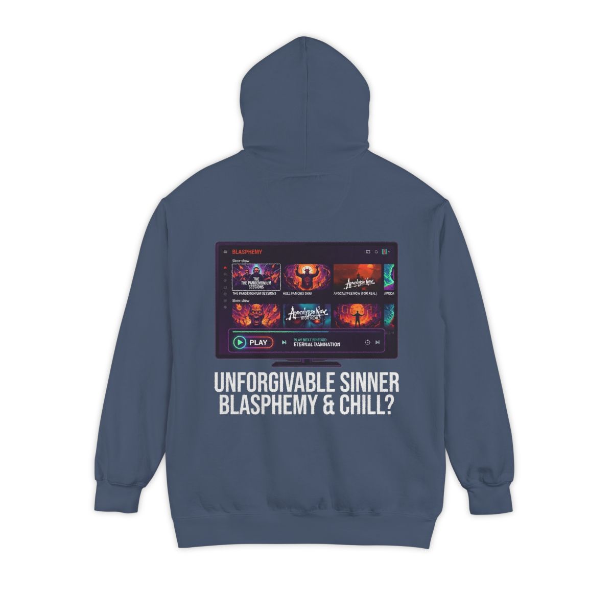 Color: Denim | Good Book Series Blasphemy & Chill Garment-Dyed Hoodie