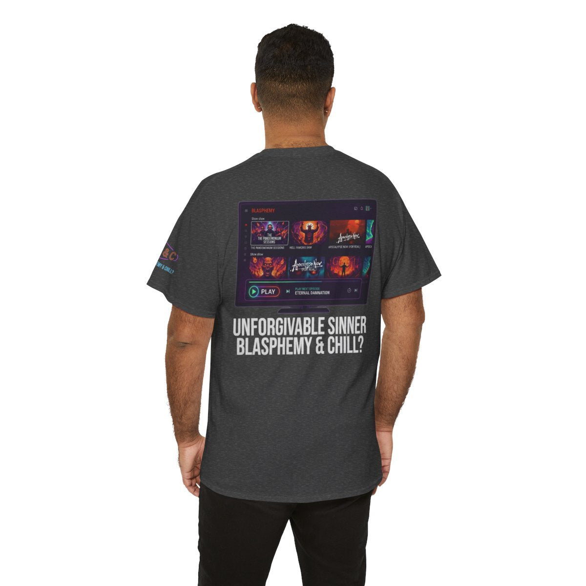 Color: Dark Heather | Good Book Series Blasphemy & Chill Premium Graphic Tee