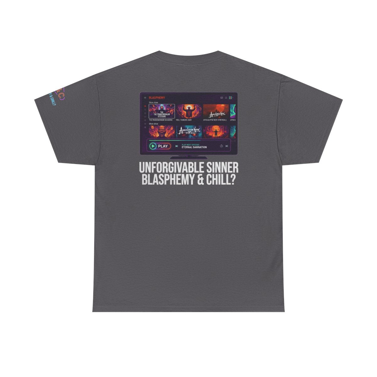 Color: Charcoal | Good Book Series Blasphemy & Chill Premium Graphic Tee