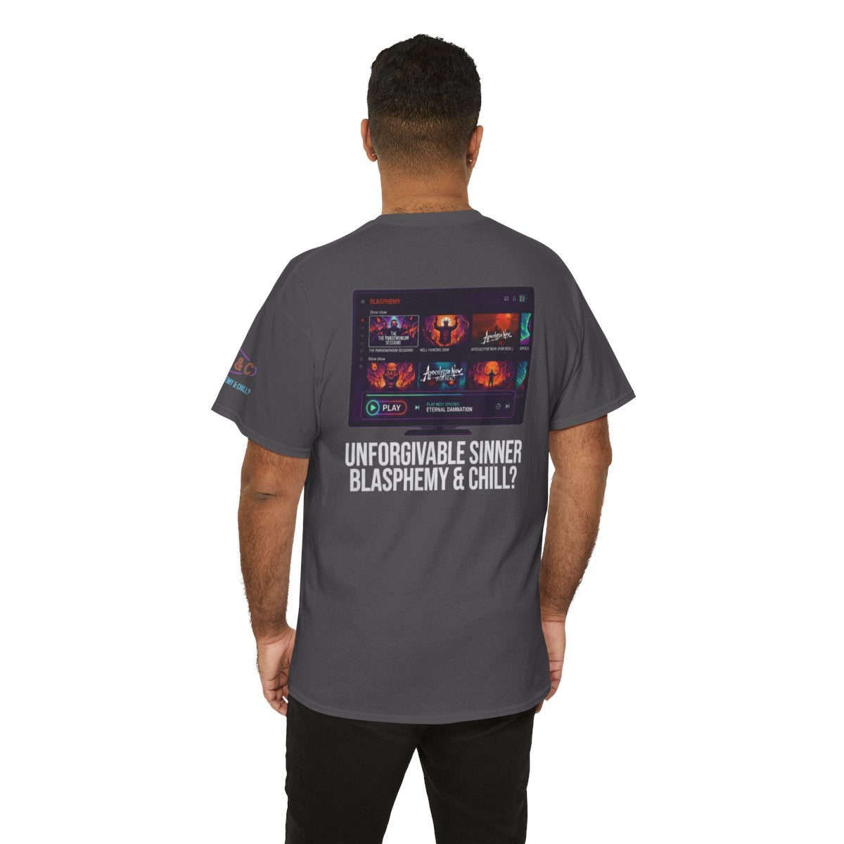 Color: Charcoal | Good Book Series Blasphemy & Chill Premium Graphic Tee