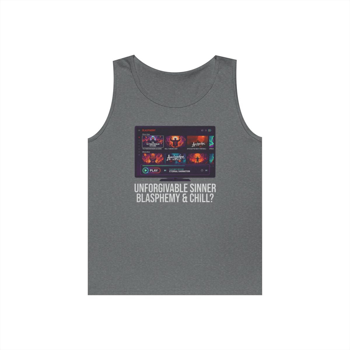 Color: Graphite Heather | Good Book Series Blasphemy & Chill Tank Top