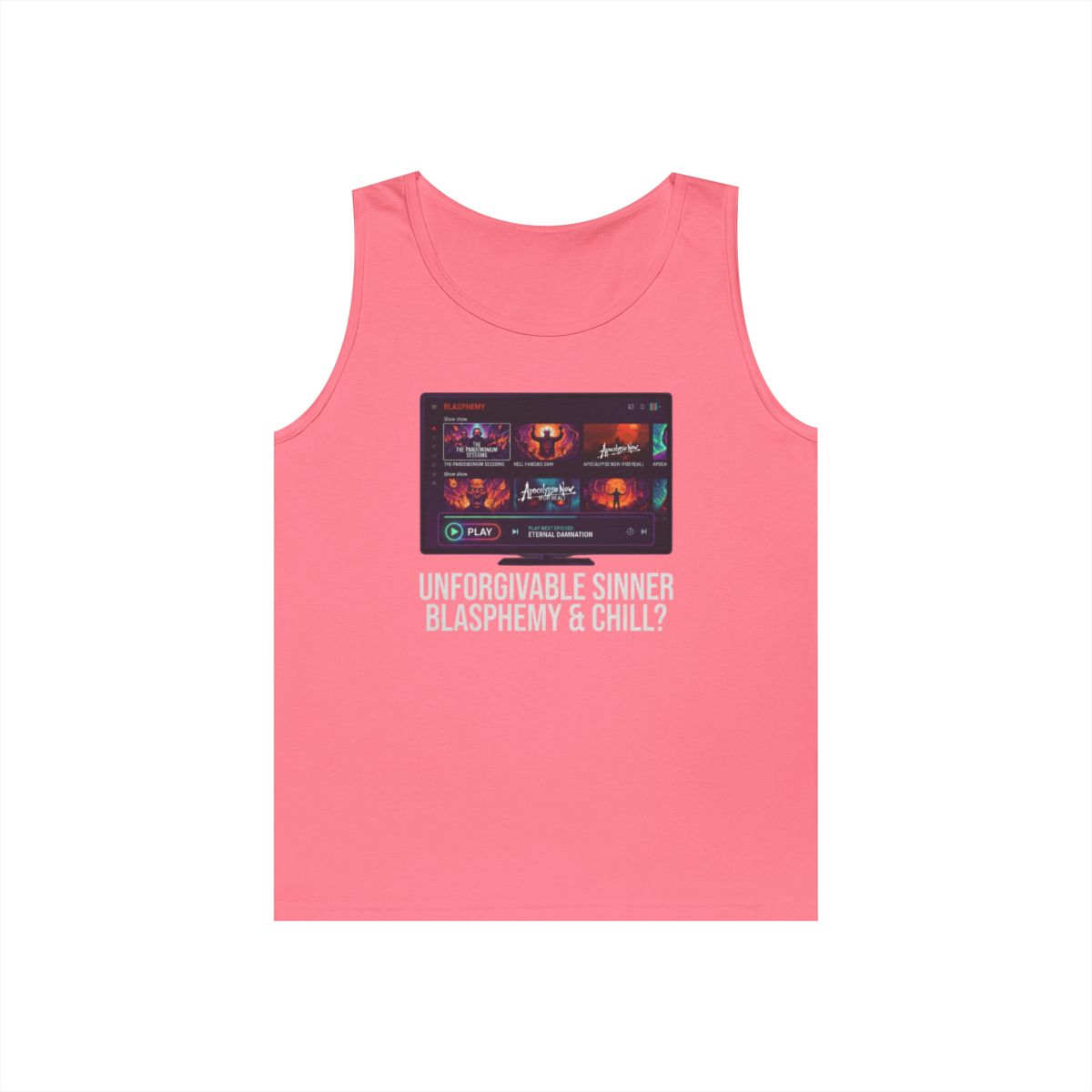 Color: Safety Pink | Good Book Series Blasphemy & Chill Tank Top