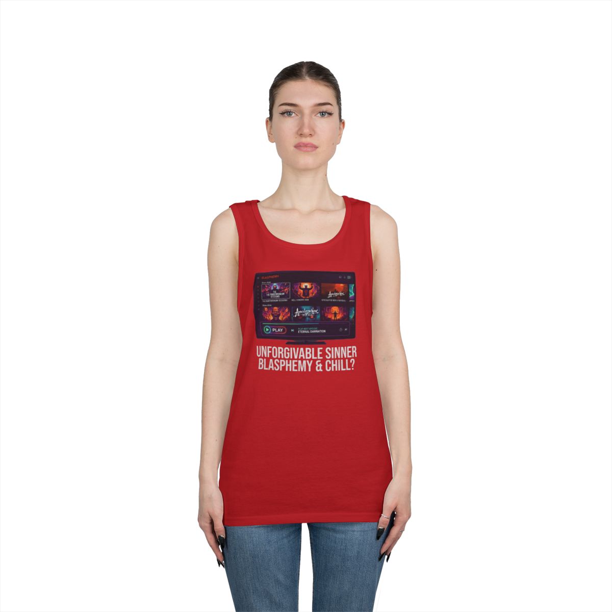Color: Red | Good Book Series Blasphemy & Chill Tank Top