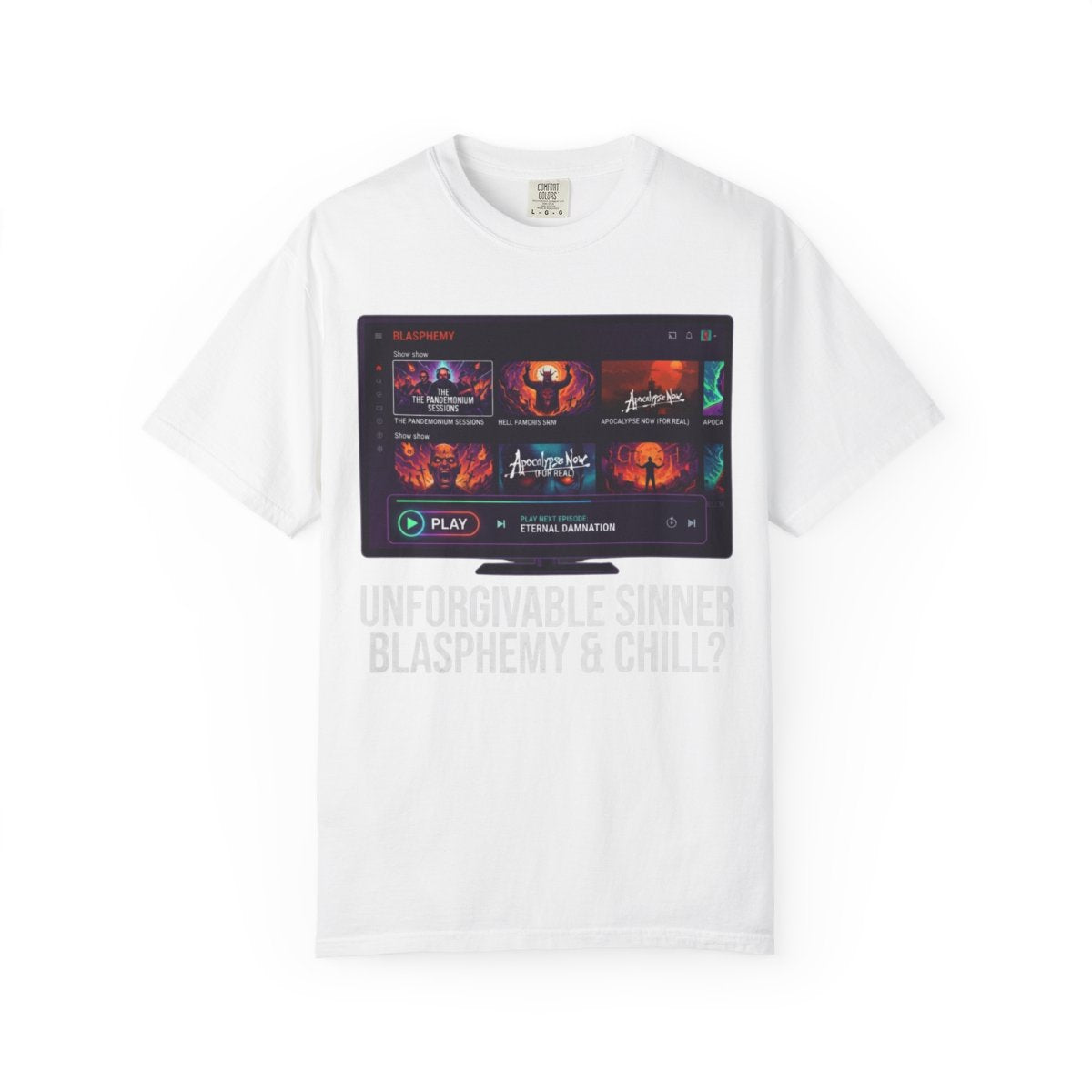 Color: White | Good Book Series Blasphemy & Chill Unisex Garment-Dyed Tee