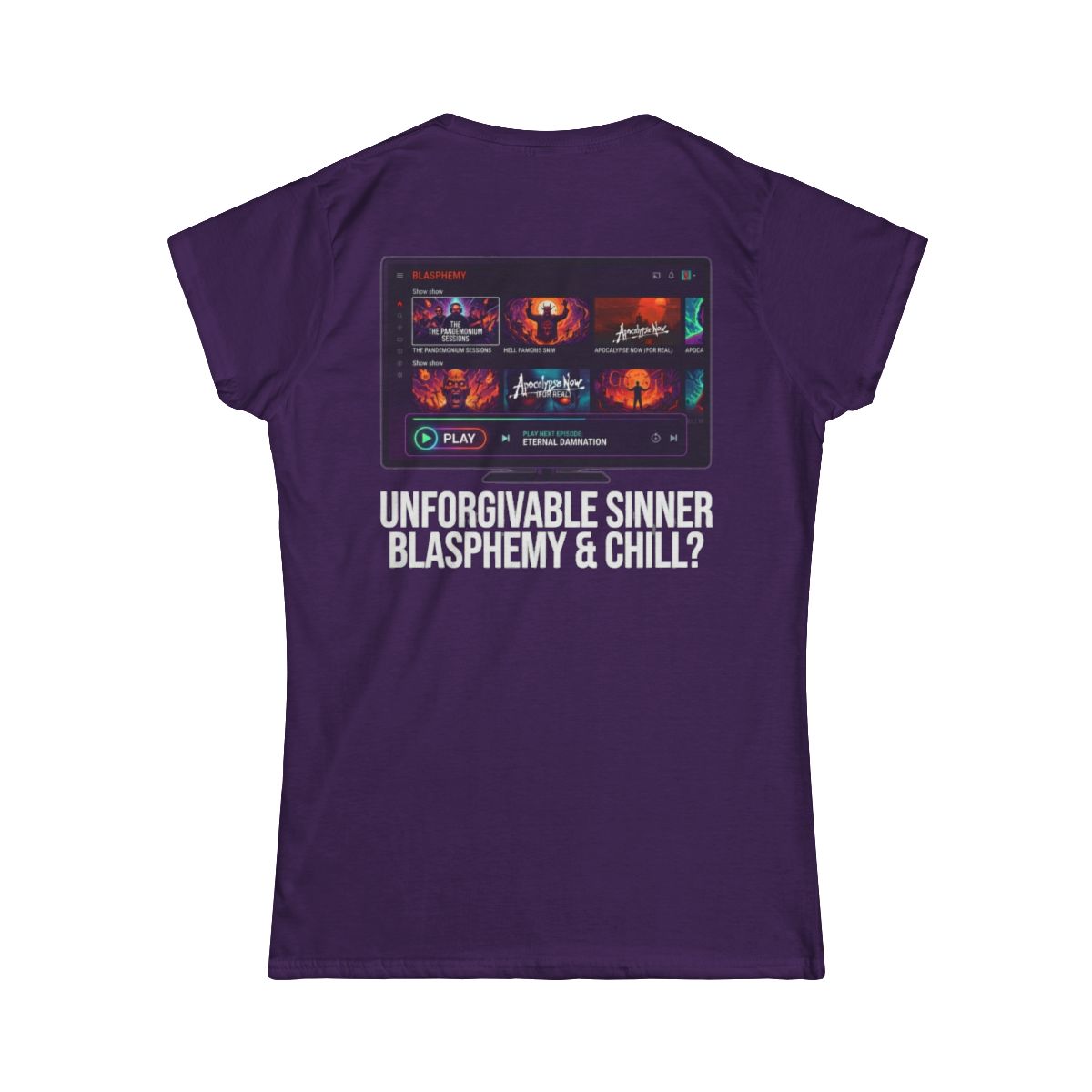 Color: Purple | Good Book Series Blasphemy & Chill Women's Tee