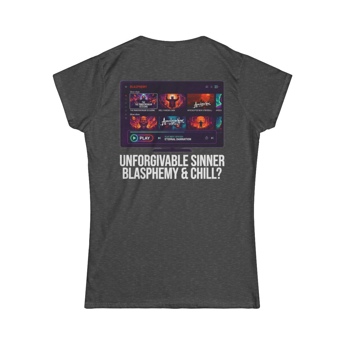 Color: Dark Heather | Good Book Series Blasphemy & Chill Women's Tee