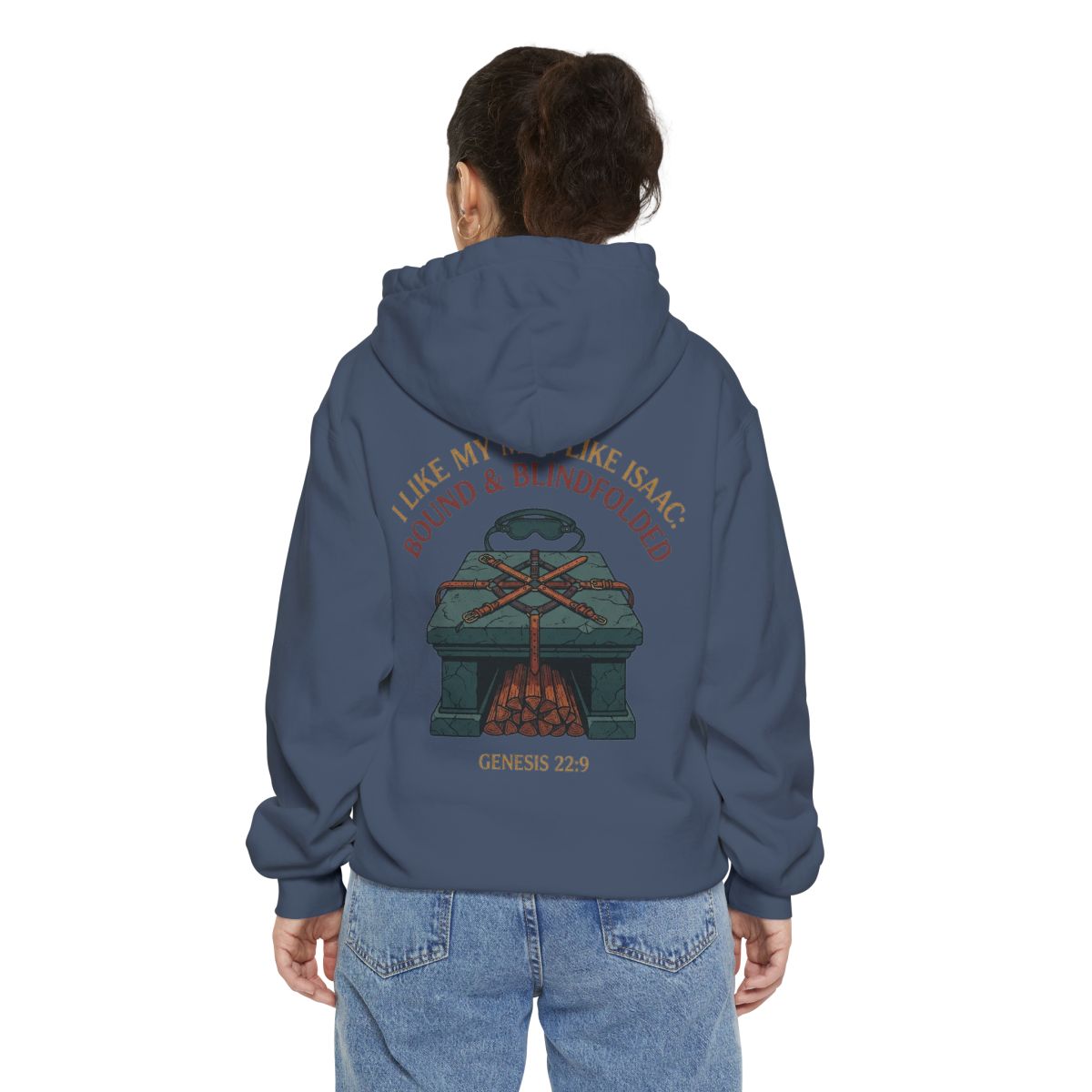Color: Denim | Good Book Series Bound & Blindfolded Garment-Dyed Hoodie