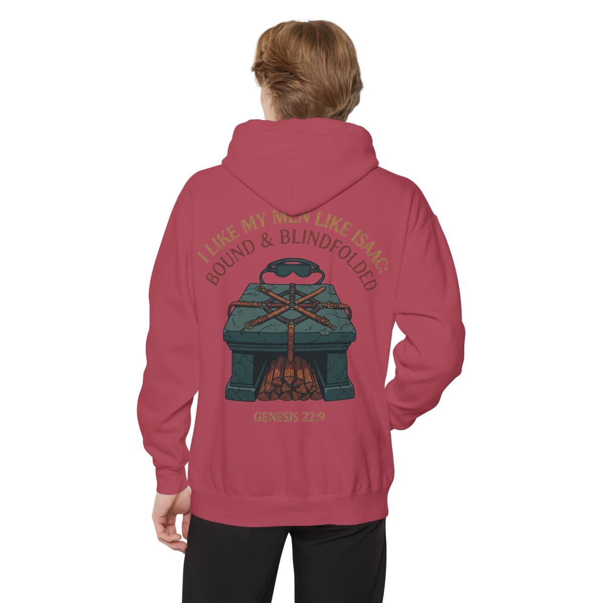 Color: Crimson | Good Book Series Bound & Blindfolded Garment-Dyed Hoodie