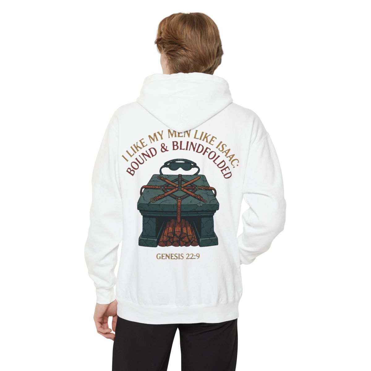 Color: White | Good Book Series Bound & Blindfolded Garment-Dyed Hoodie