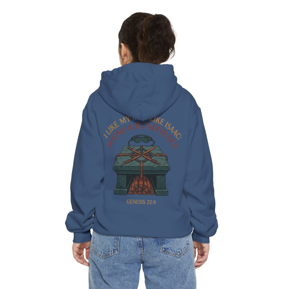 Color: True Navy | Good Book Series Bound & Blindfolded Garment-Dyed Hoodie