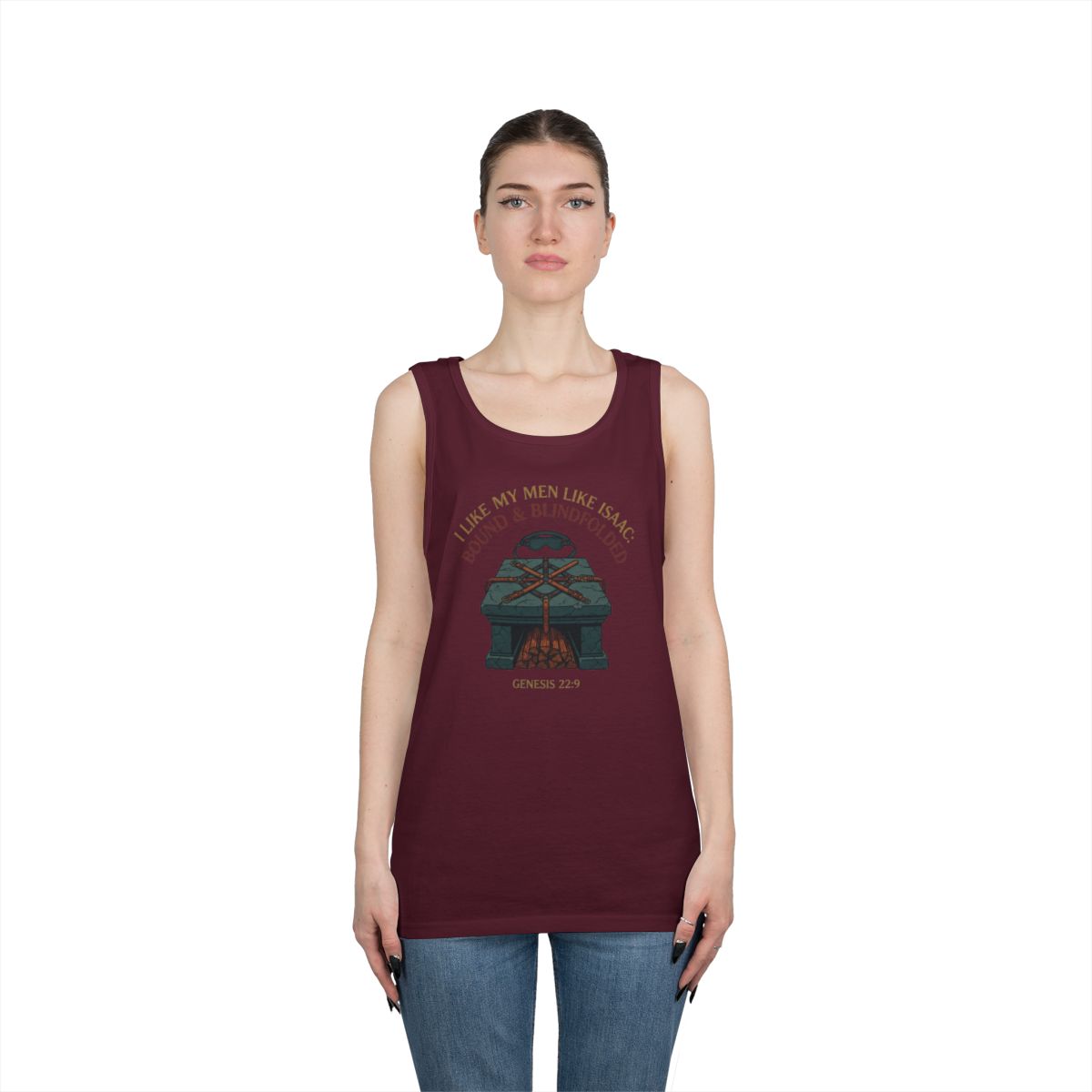 Color: Maroon | Good Book Series Bound & Blindfolded Tank Top