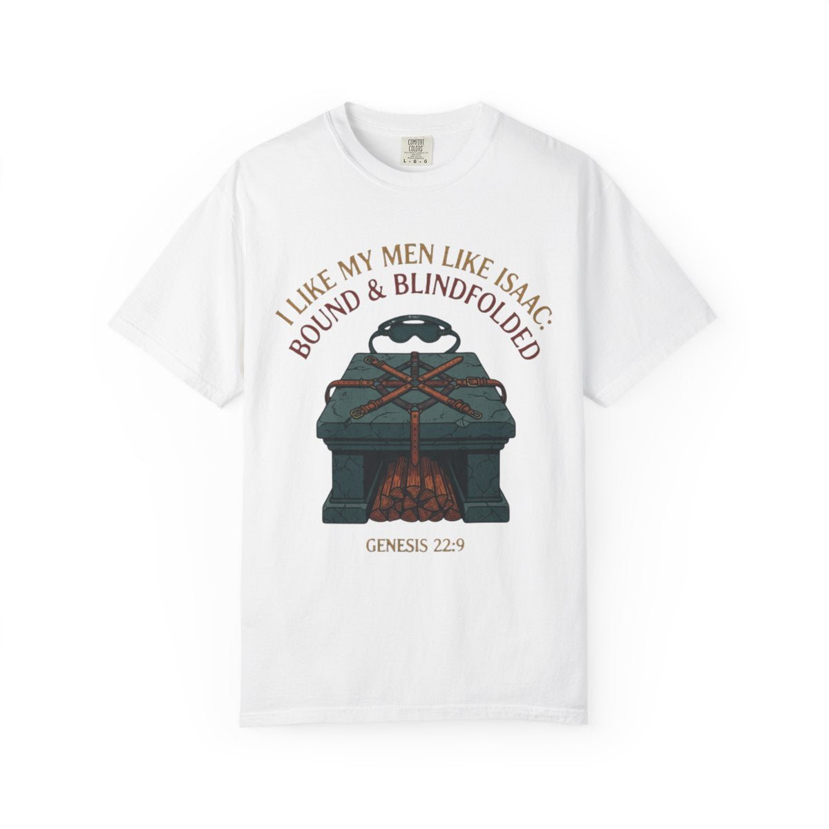 Color: White | Good Book Series Bound & Blindfolded Unisex Garment-Dyed Tee