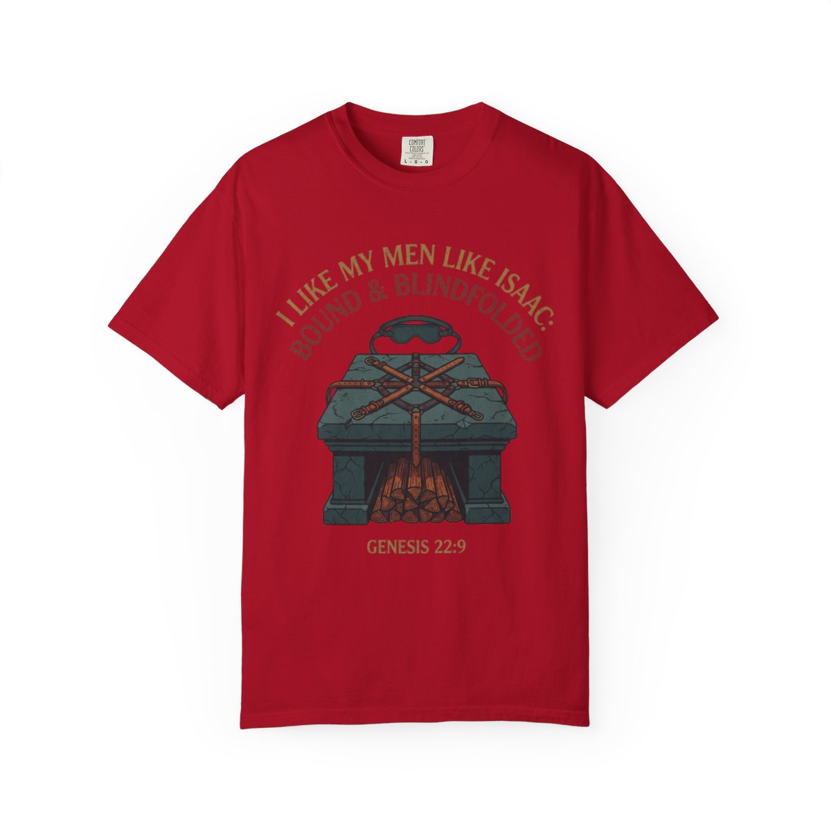 Color: Red | Good Book Series Bound & Blindfolded Unisex Garment-Dyed Tee