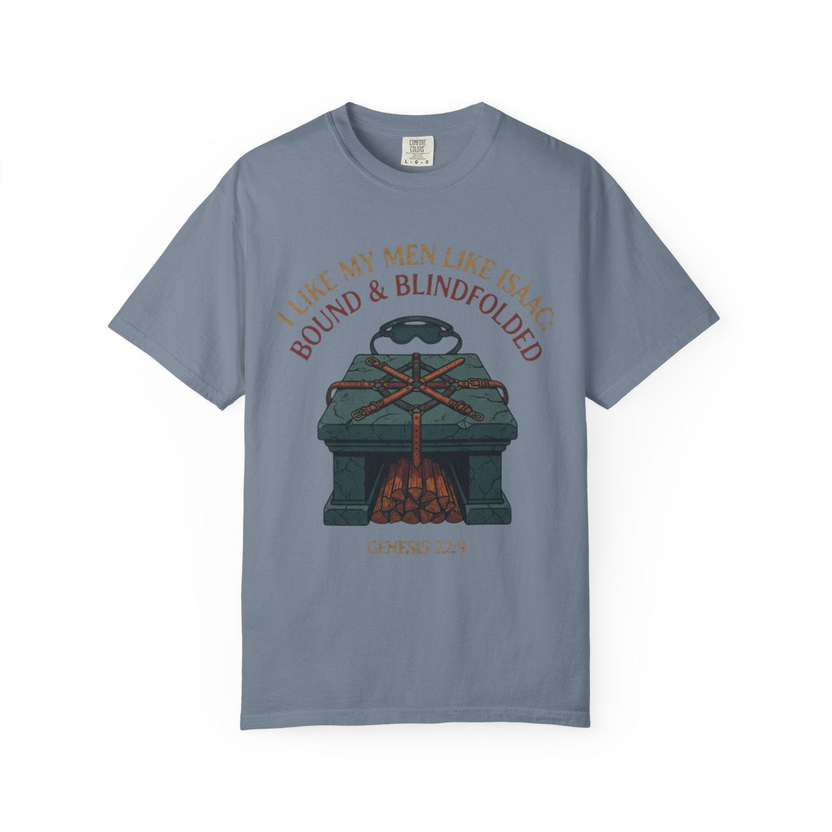 Color: Blue Jean | Good Book Series Bound & Blindfolded Unisex Garment-Dyed Tee