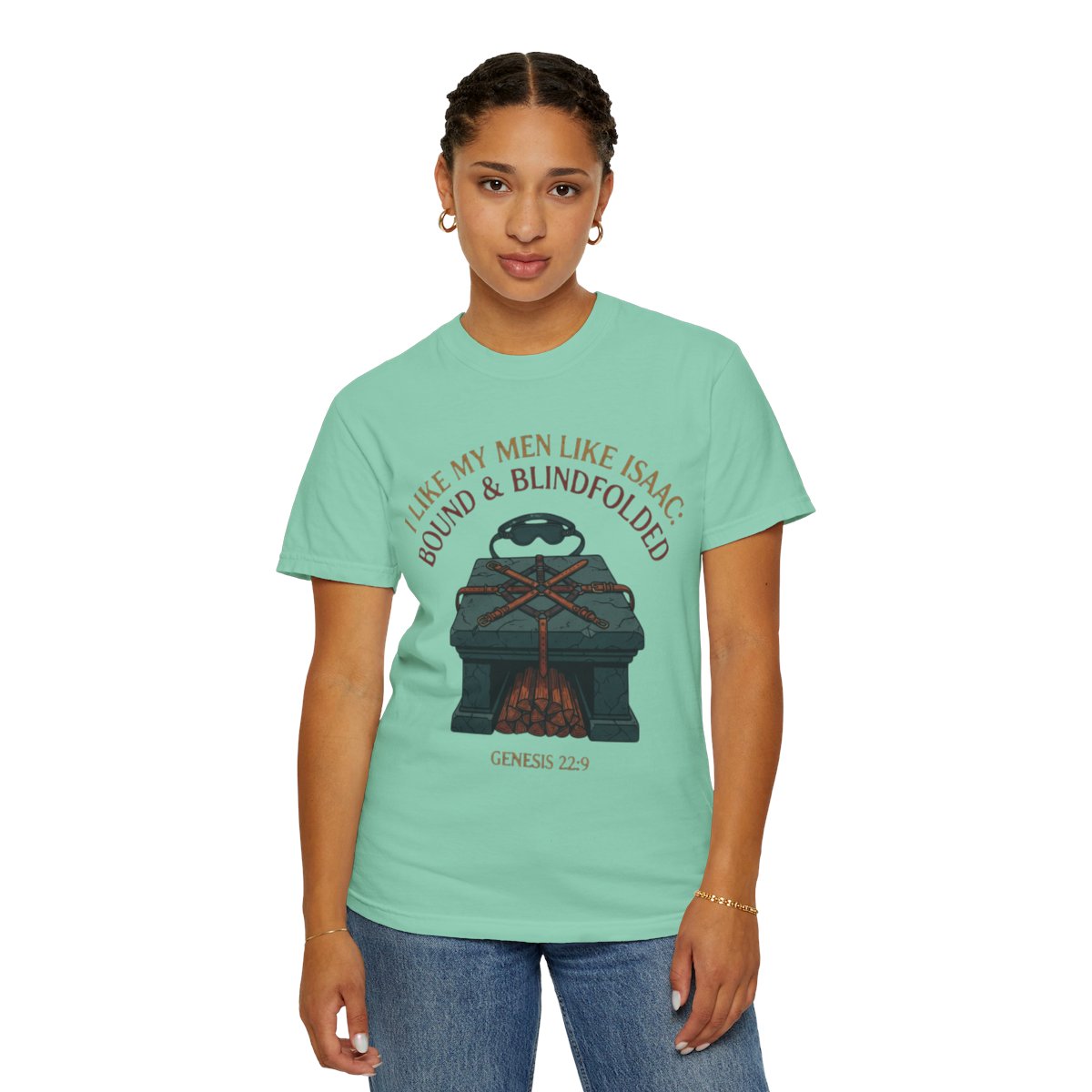 Color: Island Reef | Good Book Series Bound & Blindfolded Unisex Garment-Dyed Tee