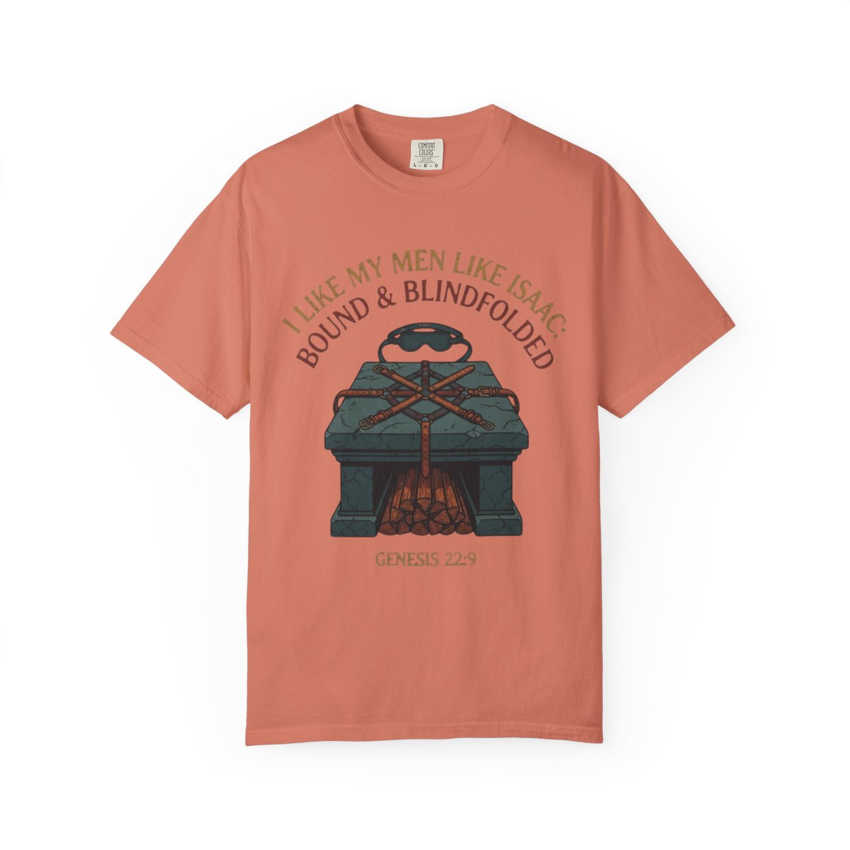 Color: Terracotta | Good Book Series Bound & Blindfolded Unisex Garment-Dyed Tee