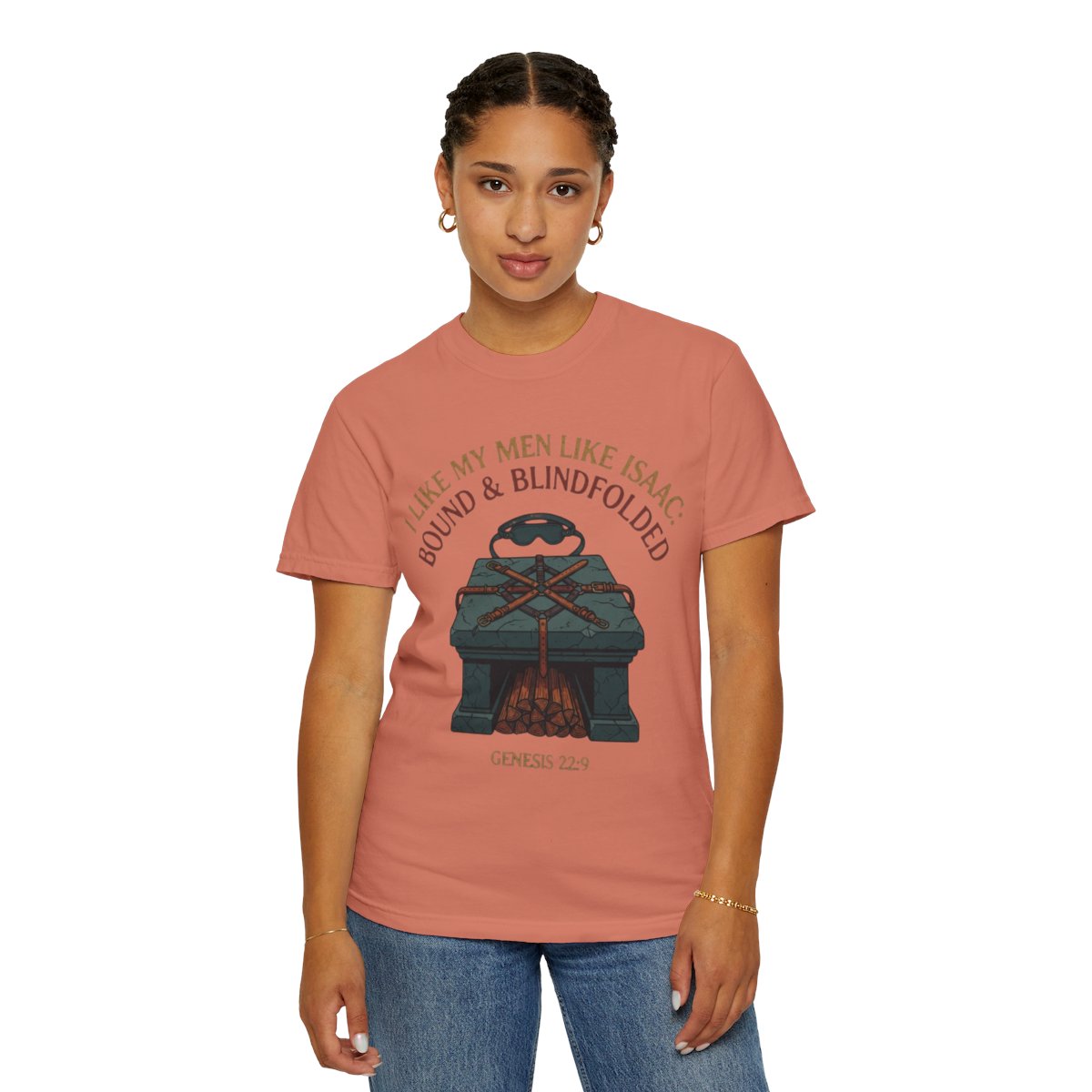 Color: Terracotta | Good Book Series Bound & Blindfolded Unisex Garment-Dyed Tee
