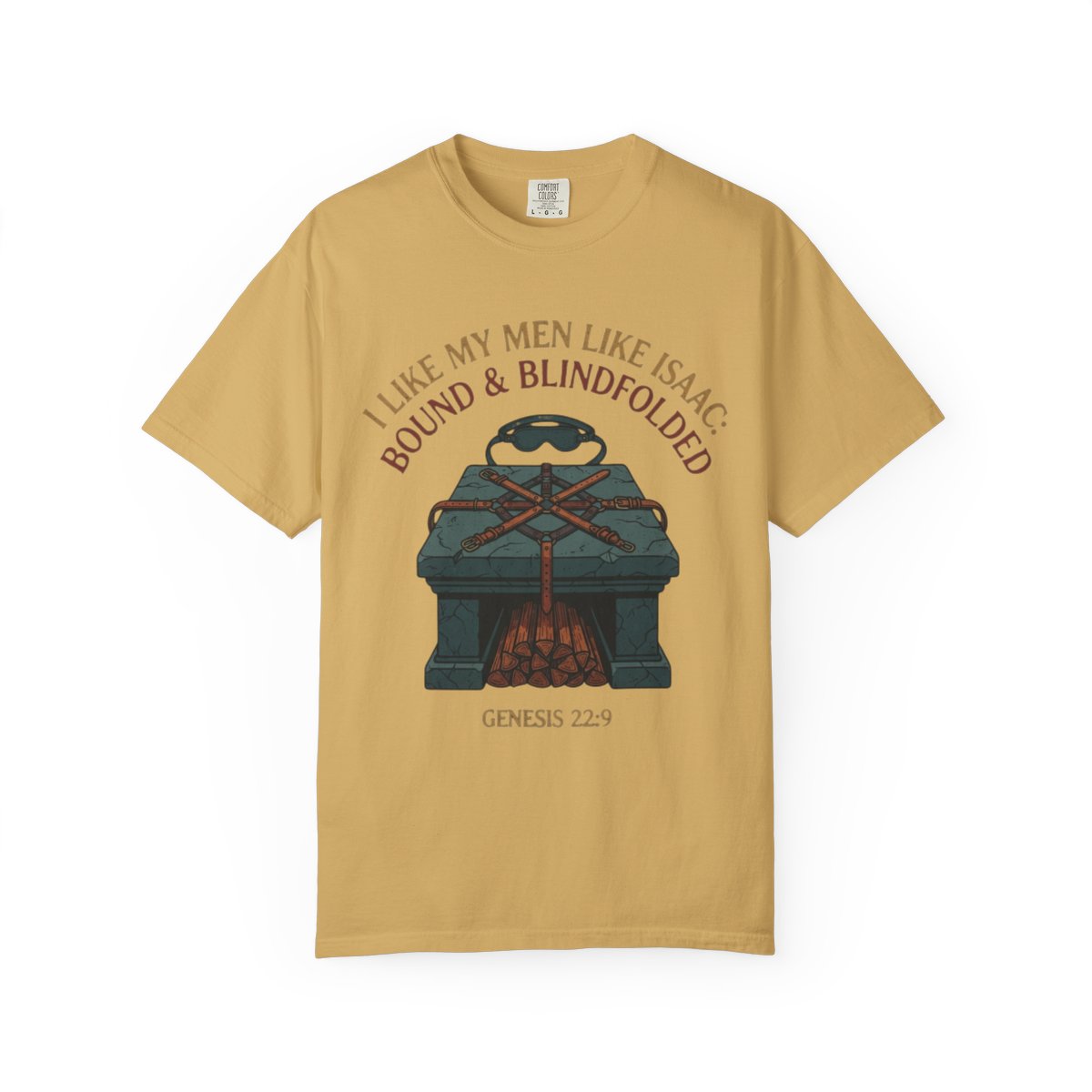 Color: Mustard | Good Book Series Bound & Blindfolded Unisex Garment-Dyed Tee