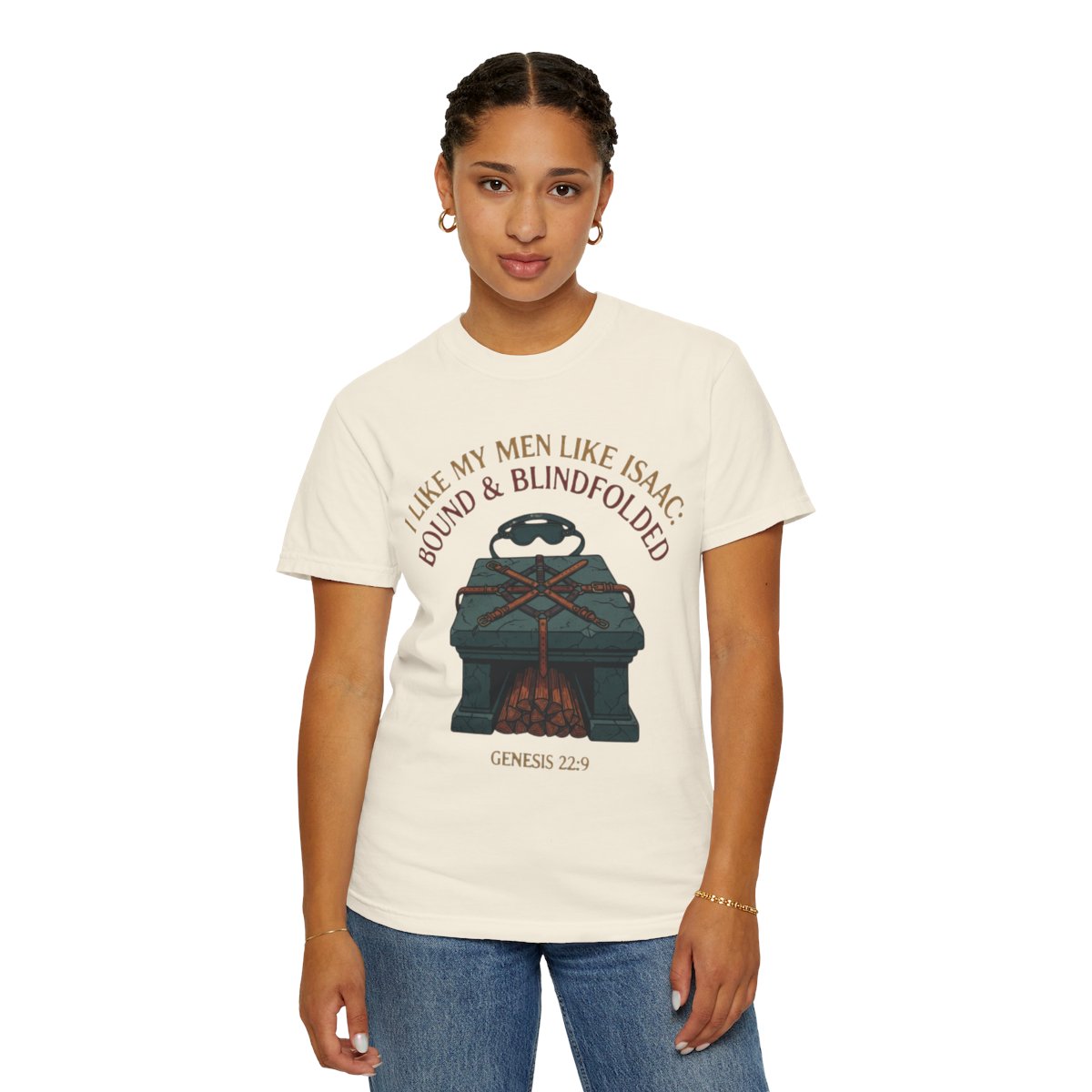 Color: Ivory | Good Book Series Bound & Blindfolded Unisex Garment-Dyed Tee
