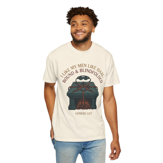 Color: Ivory | Good Book Series Bound & Blindfolded Unisex Garment-Dyed Tee