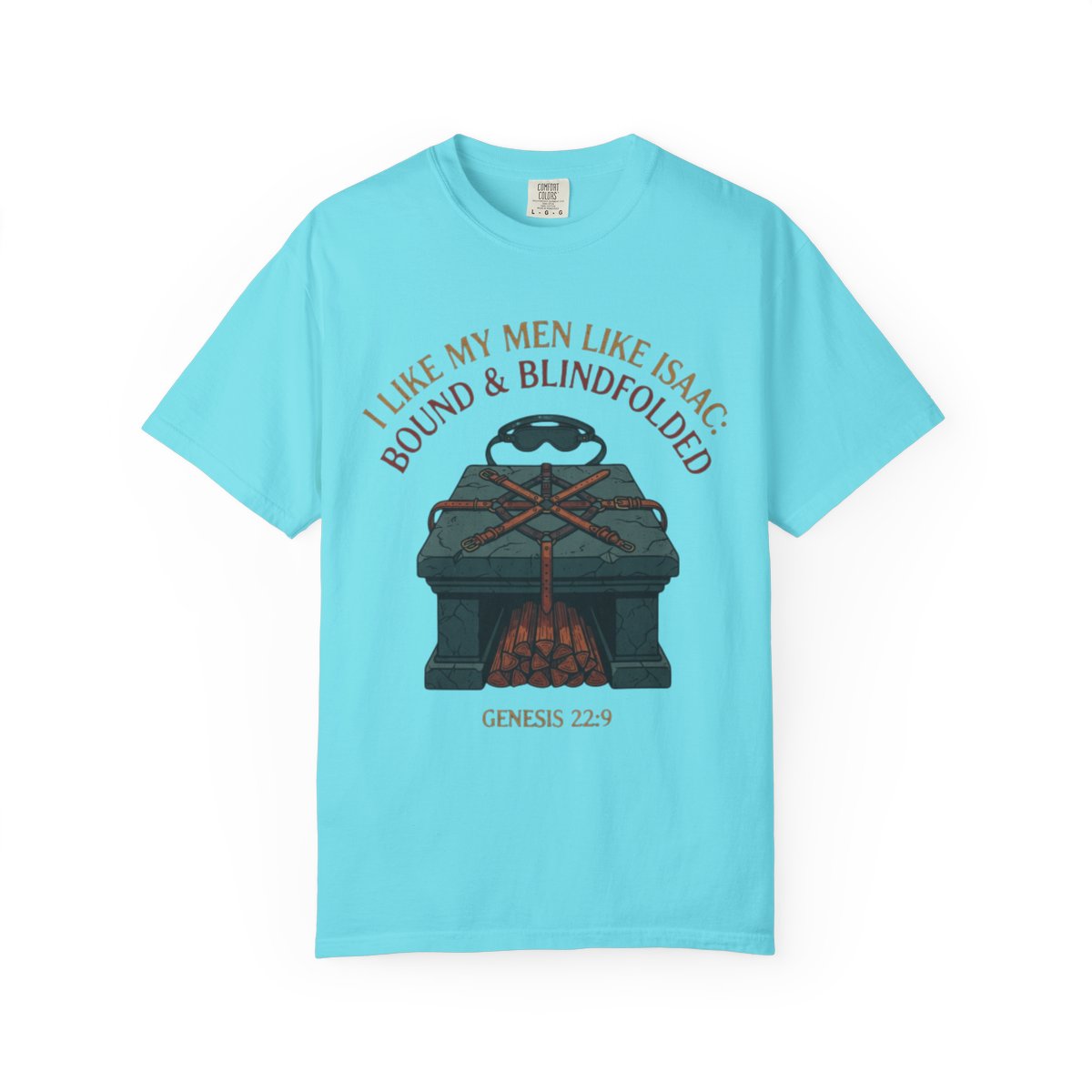 Color: Lagoon Blue | Good Book Series Bound & Blindfolded Unisex Garment-Dyed Tee