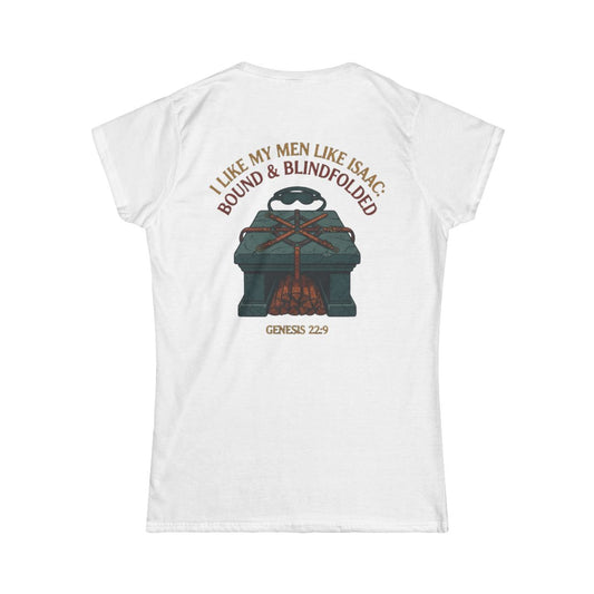 Color: White | Good Book Series Bound & Blindfolded Women's Tee