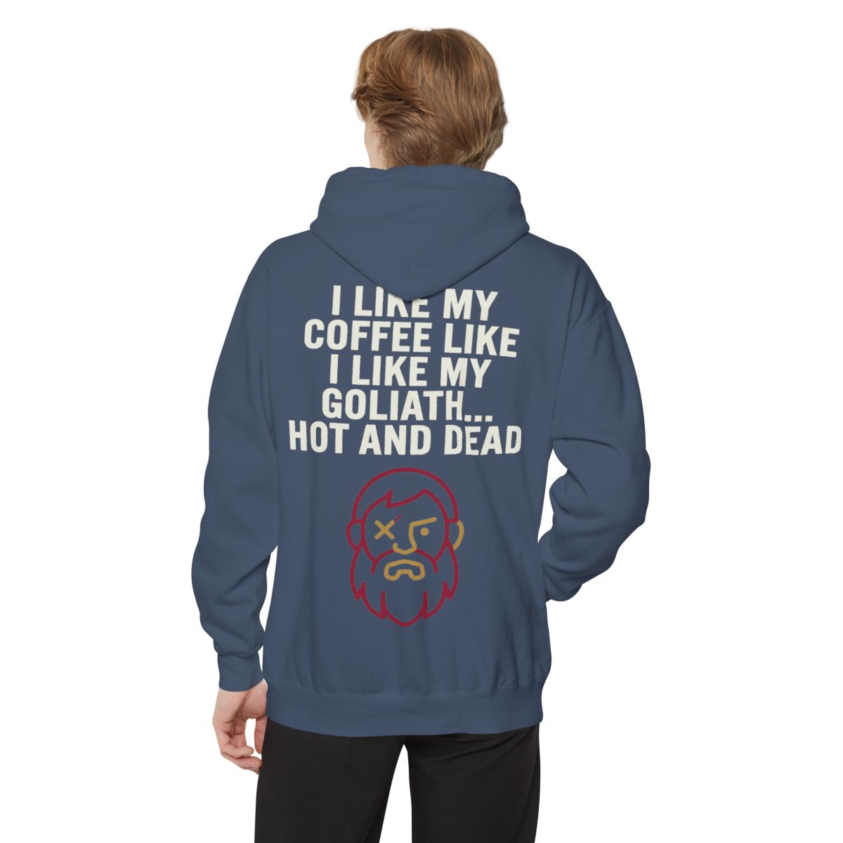 Color: Denim | Good Book Series Coffee Hot and Dead Garment-Dyed Hoodie