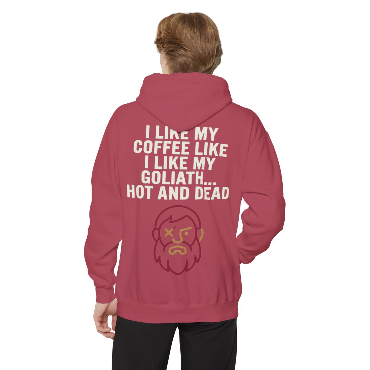 Color: Crimson | Good Book Series Coffee Hot and Dead Garment-Dyed Hoodie