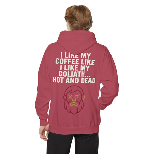 Color: Crimson | Good Book Series Coffee Hot and Dead Garment-Dyed Hoodie