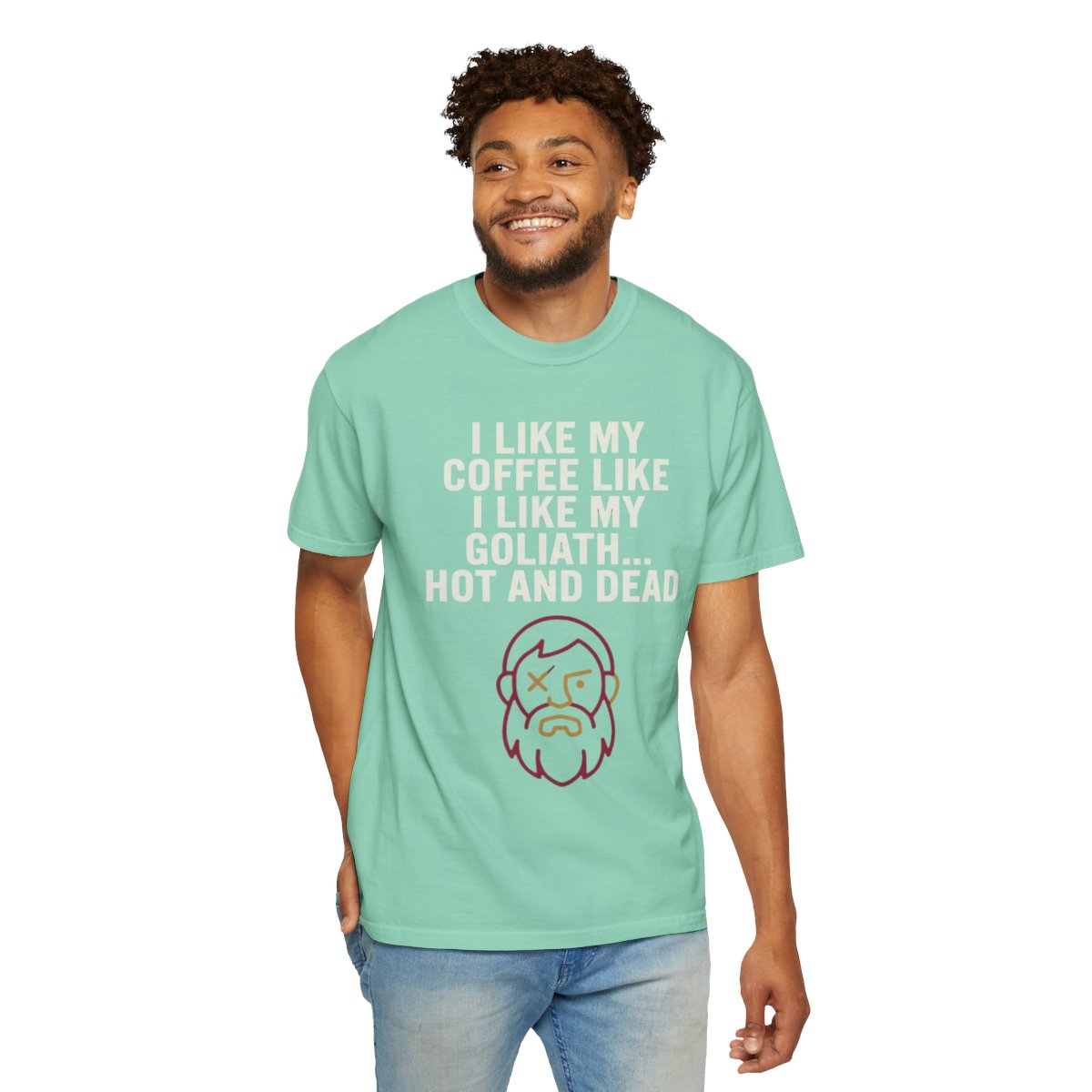 Color: Island Reef | Good Book Series Coffee Hot and Dead Unisex Garment-Dyed Tee