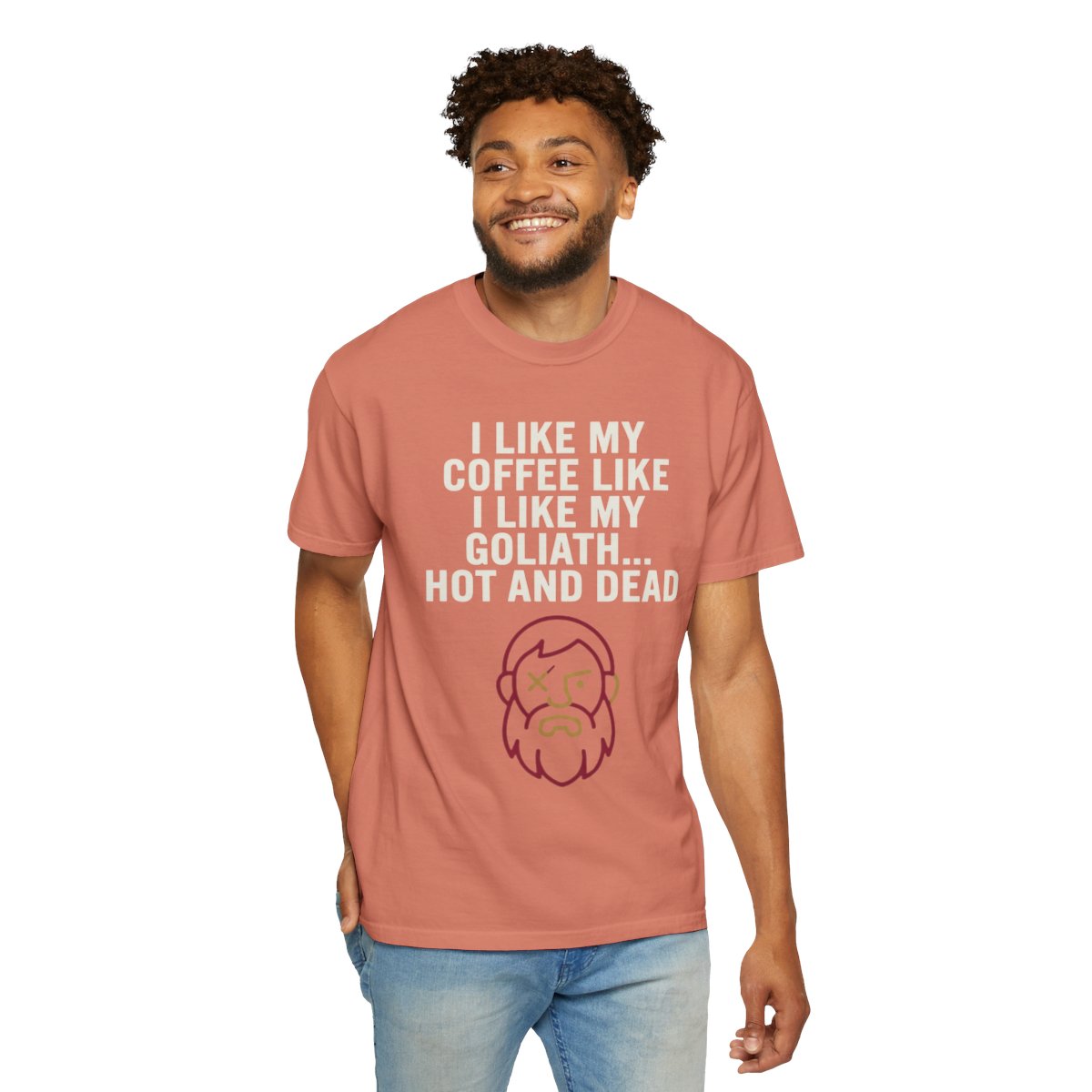 Color: Terracotta | Good Book Series Coffee Hot and Dead Unisex Garment-Dyed Tee
