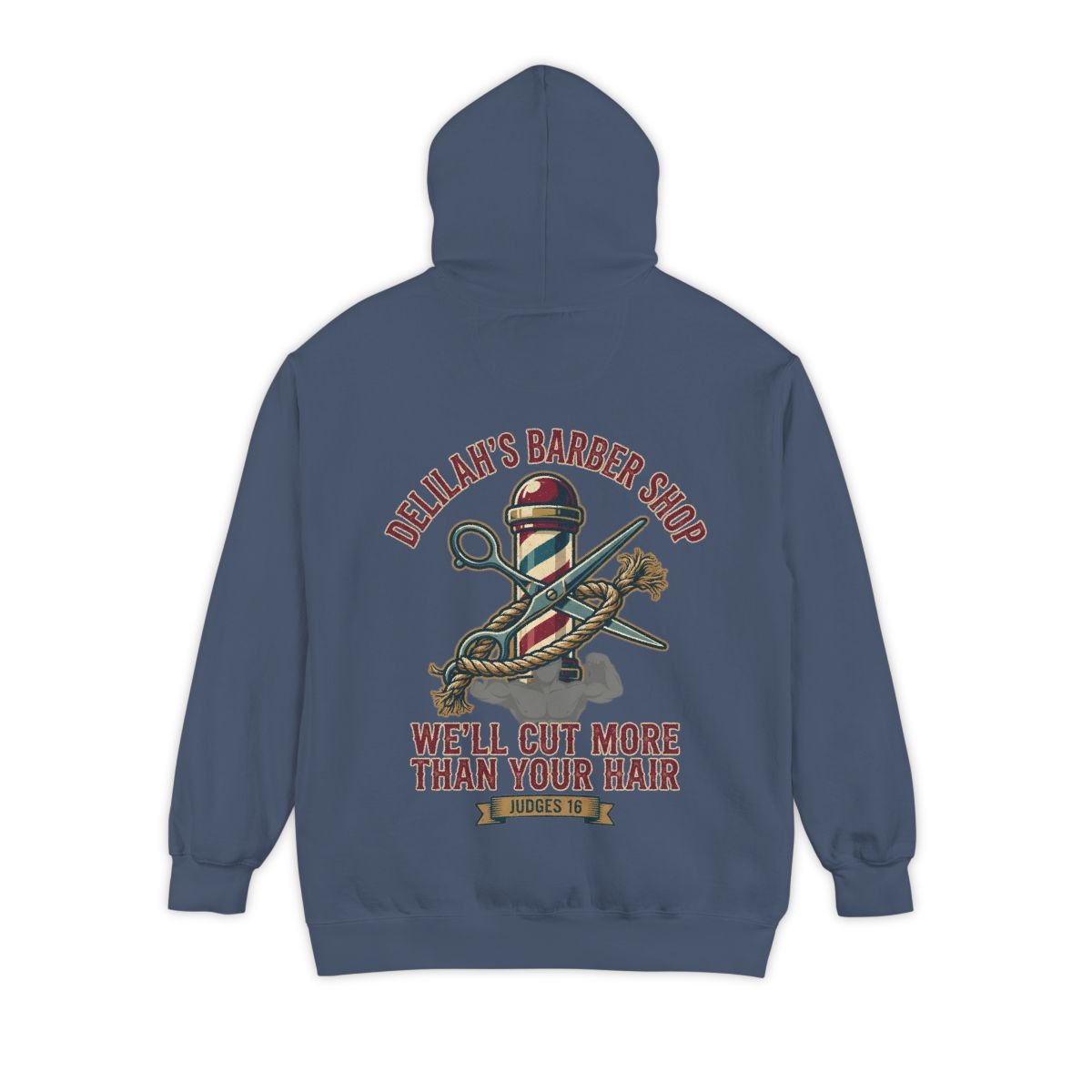 Color: Denim | Good Book Series Delilah's Barber Shop Garment-Dyed Hoodie