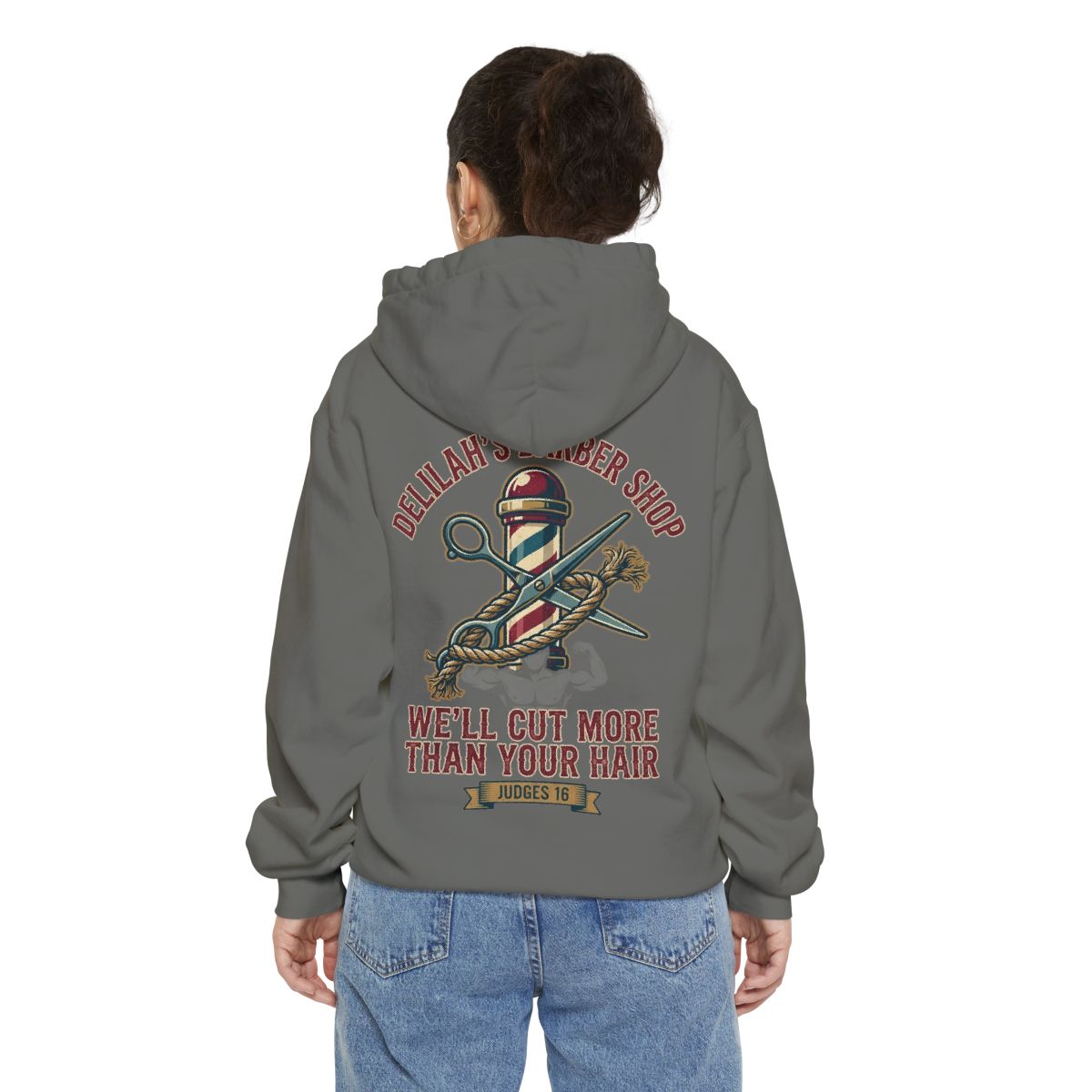 Color: Grey | Good Book Series Delilah's Barber Shop Garment-Dyed Hoodie
