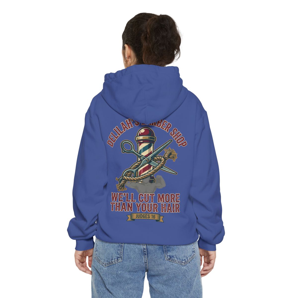 Color: Flo Blue | Good Book Series Delilah's Barber Shop Garment-Dyed Hoodie