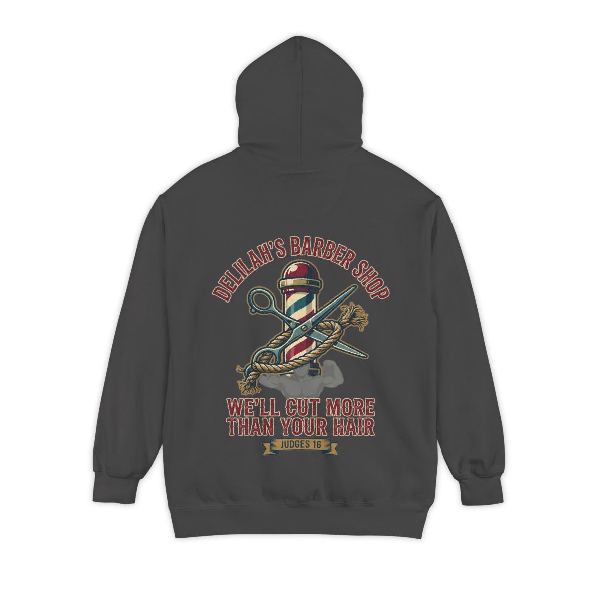 Color: Pepper | Good Book Series Delilah's Barber Shop Garment-Dyed Hoodie
