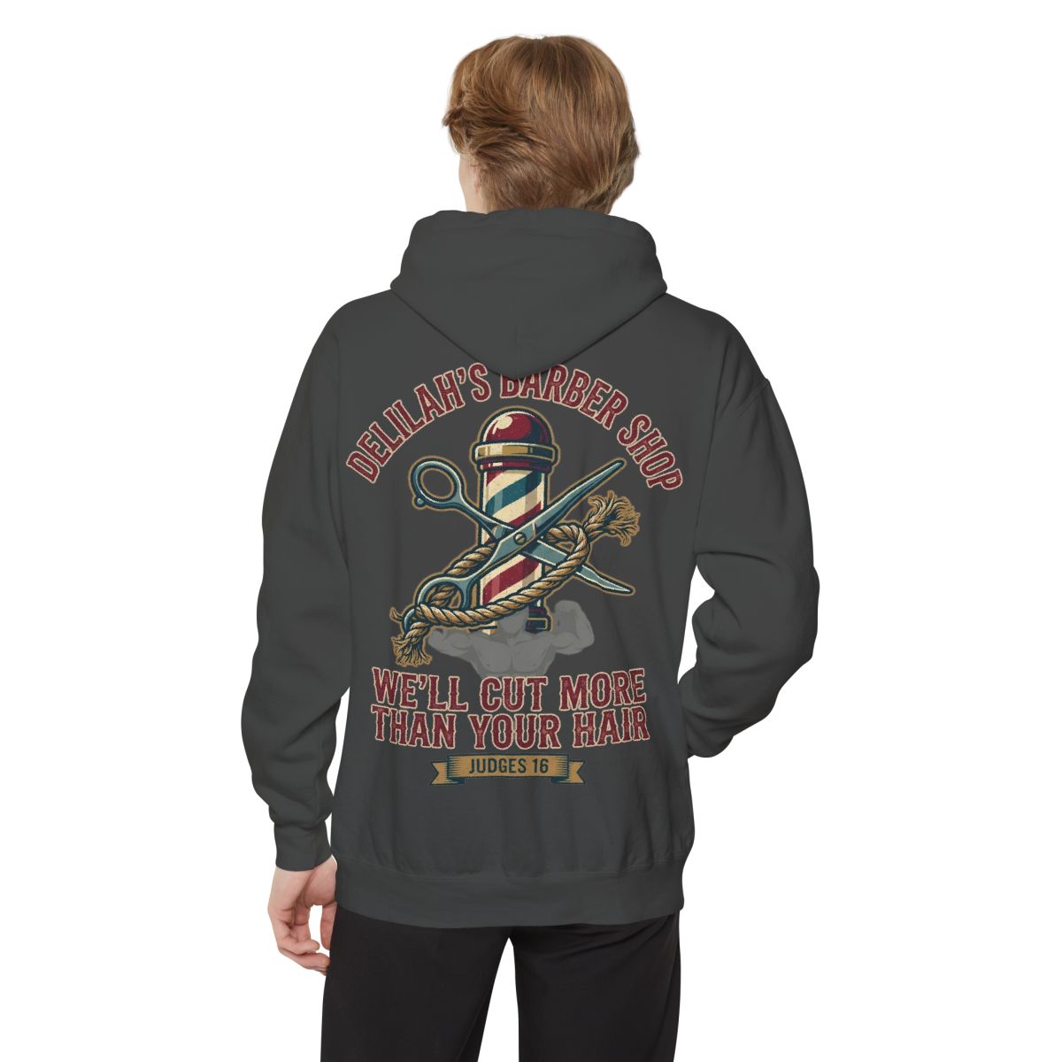 Color: Pepper | Good Book Series Delilah's Barber Shop Garment-Dyed Hoodie