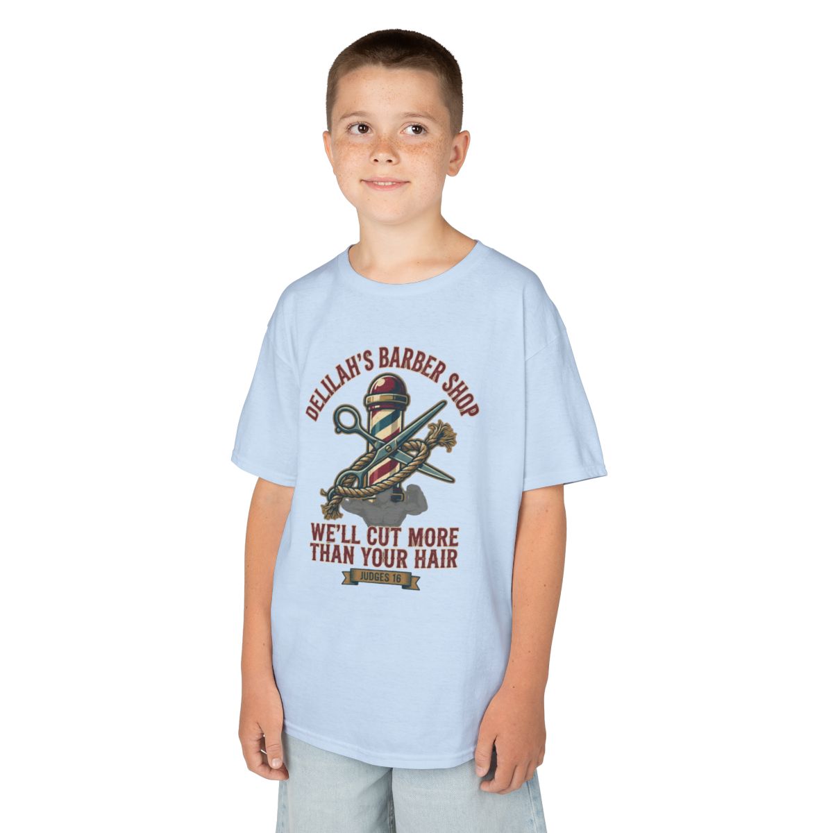 Color: Light Blue | Good Book Series Delilah's Barber Shop Kids Tee