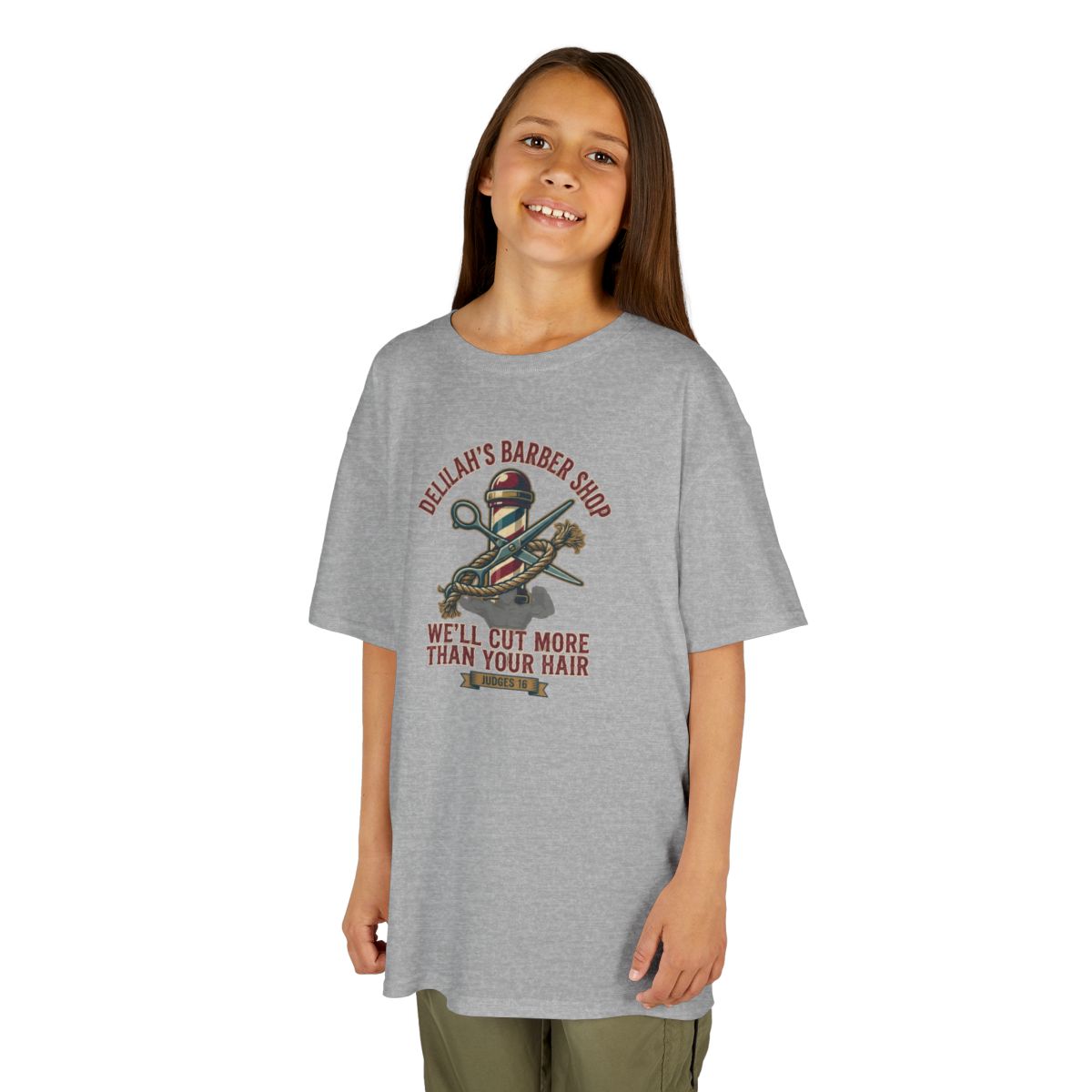 Color: Sport Grey | Good Book Series Delilah's Barber Shop Kids Tee