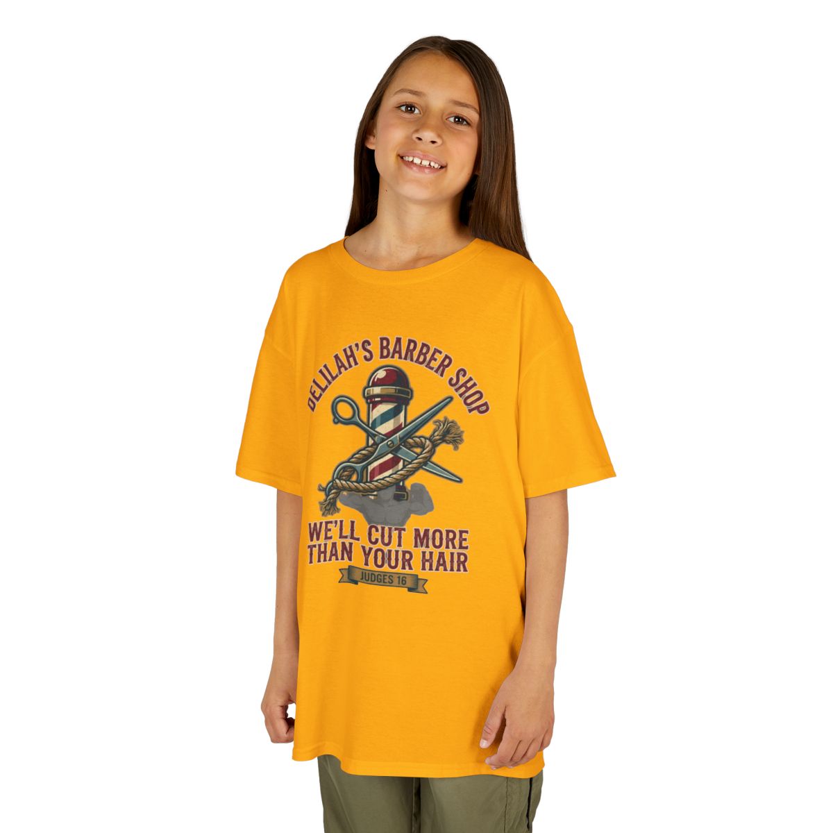 Color: Gold | Good Book Series Delilah's Barber Shop Kids Tee