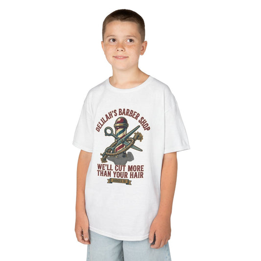 Color: White | Good Book Series Delilah's Barber Shop Kids Tee