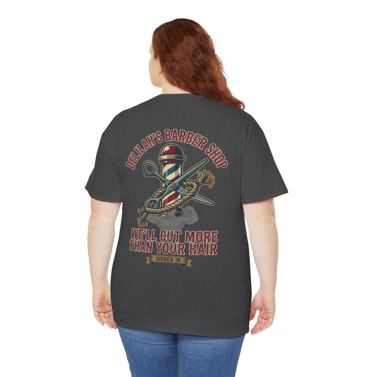 Color: Dark Heather | Good Book Series Delilah's Barber Shop Premium Graphic Tee