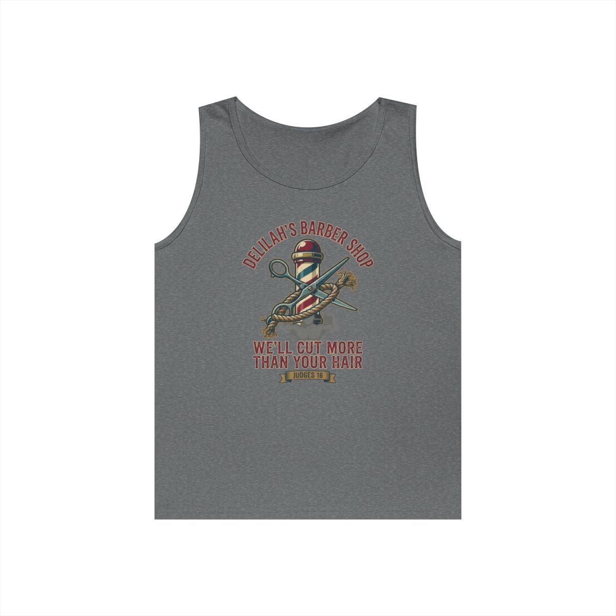 Color: Graphite Heather | Good Book Series Delilah's Barber Shop Tank Top