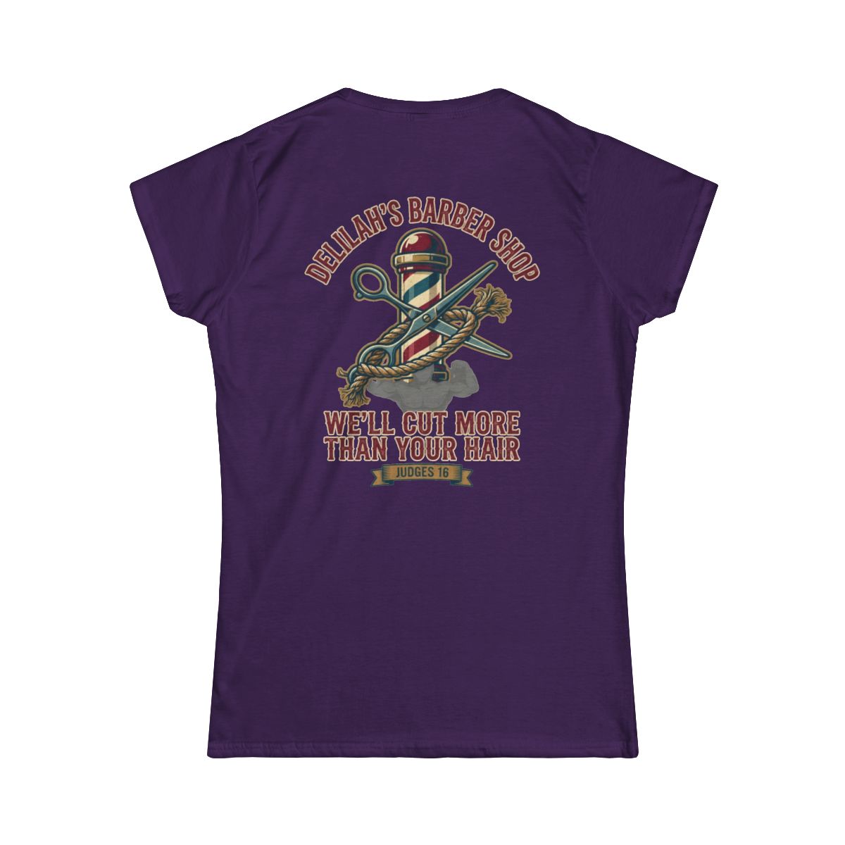 Color: Purple | Good Book Series Delilah's Barber Shop Women's Tee