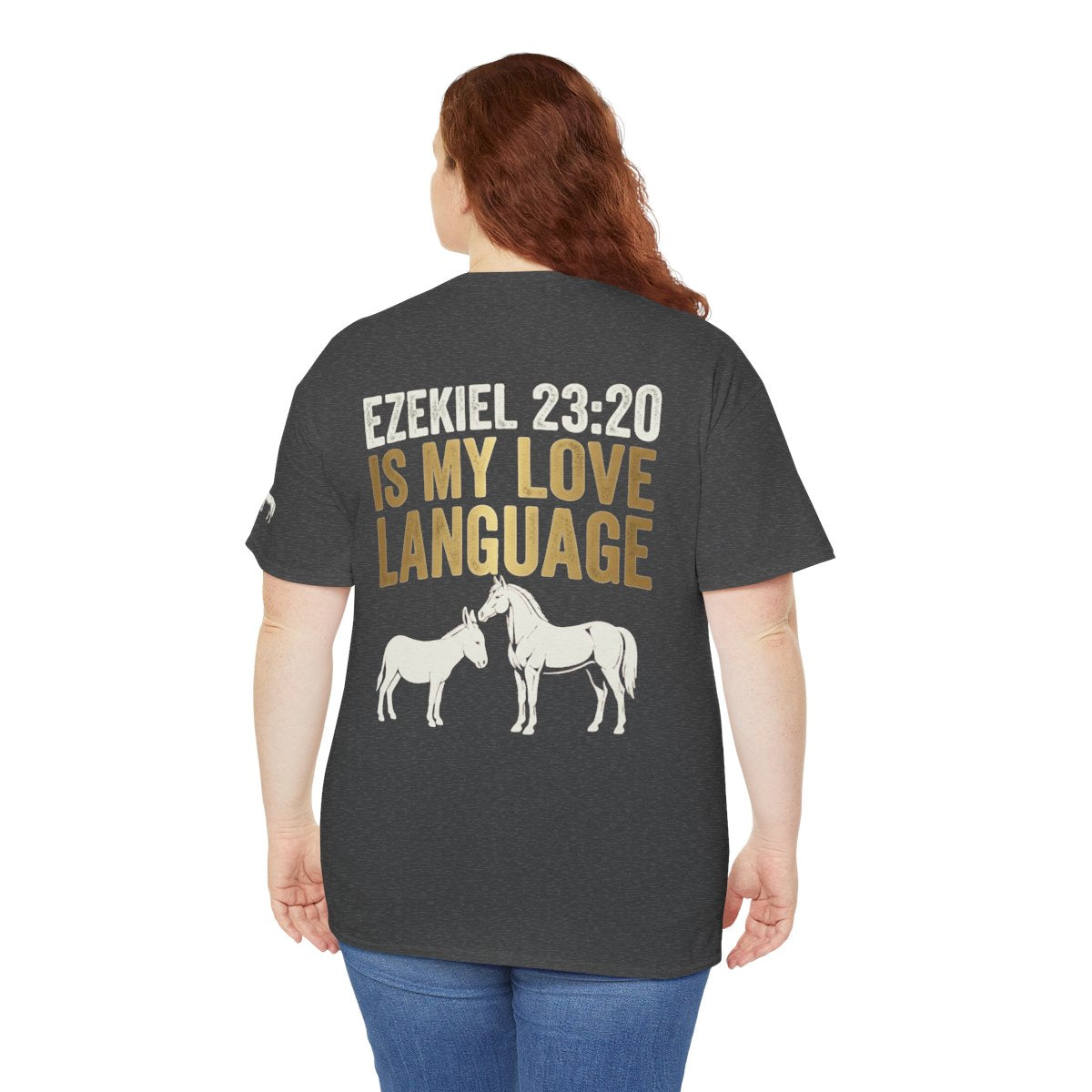 Color: Dark Heather | Good Book Series Ezekiel 23 20 Love Language Premium Graphic Tee